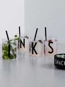 Bicchiere di design in vetro con lettera Personal (varianti dalla A alla Z), Vetro borosilicato, Trasparente, nero, Bicchiere per l'acqua A, 300 ml