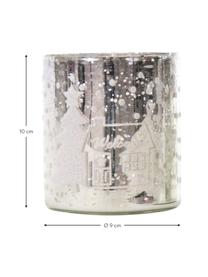 Teelichthalter-Set Merry Christmas, 3er-Set, Glas, Silberfarben, Ø 9 x H 10 cm