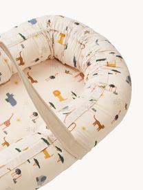 Babynest de algodón Gro, Funda: 100% algodón, Beige con estampado multicolor, An 45 x L 84 cm