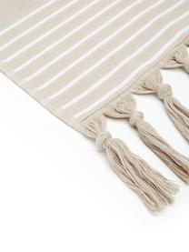 Hamamdoek Freddy met franjes en badstof aan de achterkant, Beige, B 100 x L 180 cm