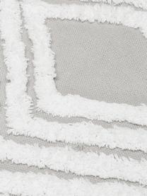 Handgewebter Baumwollteppich Ziggy mit erhabener Hoch-Tief-Struktur, 100% Baumwolle, Grau, Cremeweiss, B 80 x L 150 cm (Grösse XS)