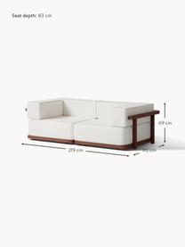 Sofá lounge modular para exterior Matheus (2 plazas), Funda: 100% algodón Alta resiste, Estructura: madera maciza de acacia, , Tejido blanco Off White, madera de acacia, An 219 x F 110 cm