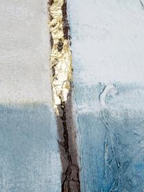 Handgemaltes Leinwandbild Golden Blue II, Bild: Ölfarben auf Leinen (300 , Blautöne, Grautöne, Goldfarben, B 90 x H 120 cm