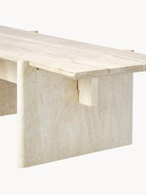 Travertin-Couchtisch Jovis, Tischplatte: Travertin, Beige, Travertin, B 100 x T 46 cm