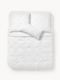 Copripiumino in cotone percalle con motivo trapuntato effetto origami Brody, Bianco, Larg. 200 x Lung. 200 cm