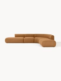 Modulares Bouclé-Ecksofa Sofia (4-Sitzer), Bezug: Bouclé (100 % Polyester) , Gestell: Fichtenholz, Spanplatte, , Bouclé Hellbraun, B 385 x T 298 cm