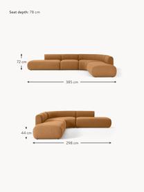 Modulares Bouclé-Ecksofa Sofia (4-Sitzer), Bezug: Bouclé (100 % Polyester) , Gestell: Fichtenholz, Spanplatte, , Bouclé Hellbraun, B 385 x T 298 cm