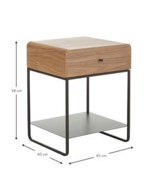 Table de chevet Sally, Bois, noir, larg. 45 x haut. 58 cm