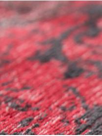 Chenille-Teppich Multi mit Patchwork-Design, Vorderseite: 85% Chenillegarn (Baumwol, Webart: Jacquard, Rückseite: Baumwollgemisch, latexbes, Rot, Beige, Schwarz, B 140 x L 200 cm (Größe S)