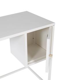 Bureau étroit blanc Bakal, Acier, enduit, Blanc, larg. 95 x prof. 45 cm