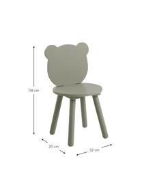 Sedia per bambini in legno verde Beary 2 pz, Legno di pino, pannello di fibra a media densità (MDF) laccato, Verde, Larg. 30 x Alt. 58 cm