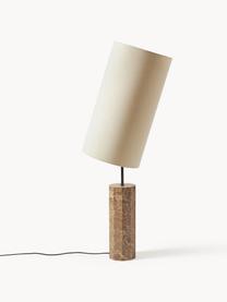 Vloerlamp Elanor met marmeren voet, Lampenkap: linnen, Lichtbeige, bruin, gemarmerd, H 128 cm