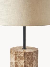 Lampada da terra con base in marmo Elanor, Paralume: lino, Struttura: marmo, Beige chiaro, marrone, marmorizzato, Alt. 128 cm
