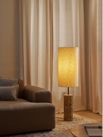 Lampada da terra con base in marmo Elanor, Paralume: lino, Struttura: marmo, Beige chiaro, marrone marmorizzato, Alt. 128 cm