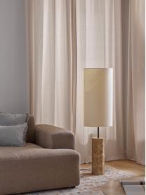 Lámpara de pie de mármol Elanor, Pantalla: lino, Estructura: mármol, Cable: cubierto en tela, Beige claro, mármol marrón, Al 128 cm