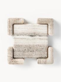 Deko-Tablett Knud aus Marmor, Marmor, Hellbeige, marmoriert, B 16 x T 16 cm