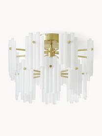 Grote LED plafondlamp Alenia, Lampenkap: acrylglas, Wit, messingkleurig, B 57 x H 34 cm