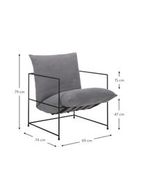 Sillón Wayne, Funda: 80% poliéster, 20% lino A, Estructura: metal con pintura en polv, Tejido gris, An 69 x Al 74 cm
