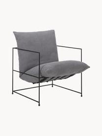 Fauteuil lounge gris foncé cadre en métal Wayne, Tissu gris, larg. 69 x prof. 74 cm