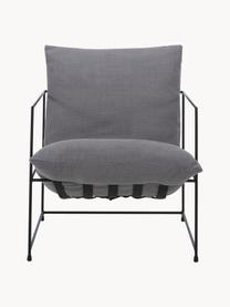 Fauteuil lounge gris foncé cadre en métal Wayne, Tissu gris, larg. 69 x prof. 74 cm