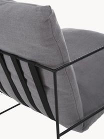 Fauteuil lounge gris foncé cadre en métal Wayne, Tissu gris, larg. 69 x prof. 74 cm