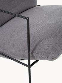 Gestoffeerde fauteuil Wayne, Bekleding: 80% polyester, 20% linnen, Frame: gepoedercoat metaal, Geweven stof grijs, B 69 x D 74 cm