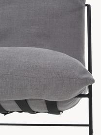 Fauteuil lounge gris foncé cadre en métal Wayne, Tissu gris, larg. 69 x prof. 74 cm