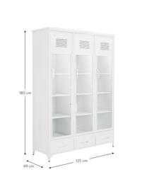 Vetrinetta con ante in vetro Looki, Credenza: metallo verniciato, Bianco, Larg. 125 x Alt. 180 cm