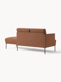 Chaise longue Fluente, Bekleding: 100% polyester. Met 35.00, Frame: massief grenenhout, Poten: gepoedercoat metaal Dit p, Geweven stof lichtbruin, B 202 x D 85 cm, rugleuning links