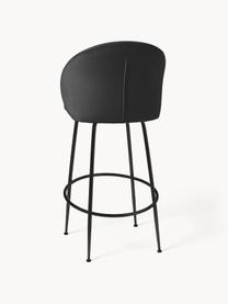 Krzesło barowe Luisa, Tapicerka: aksamit (100% poliester) , Stelaż: sklejka, Nogi: metal malowany proszkowo , Czarna tkanina, czarny, S 54 x W 108 cm