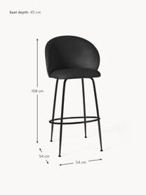 Zamatová barová stolička Luisa, Zamatová čierna, Š 54 x V 108 cm