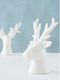 Set 2 cervi decorativi bianchi Thore, alt. 12 cm, Porcellana, Bianco, Larg. 11 x Alt. 12 cm