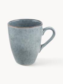 Tazas artesanales Nordic Sea, 400 ml, 6 uds., Cerámica de gres, Gris azulado jaspeado, Ø 10 x Al 12 cm, 400 ml