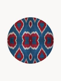 Bajoplato artesanal de porcelana Ikat, Porcelana, Azul, rojo óxido, blanco, Ø 32 cm