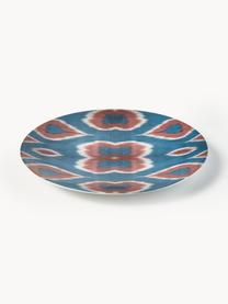 Assiette en porcelaine faite main Ikat, Porcelaine, Bleu, rouge rouille, blanc, Ø 32 cm