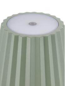Mobiele dimbare LED outdoor tafellamp Trellia, Lampenkap: gelakt aluminium, Diffuser: kunststof, Lampvoet: gelakt aluminium, Saliegroen, Ø 12 x H 38 cm