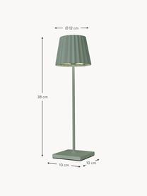 Lámpara de mesa LED regulable para exterior Trellia, portátil, Pantalla: aluminio pintado, Verde salvia, Ø 12 x Al 38 cm