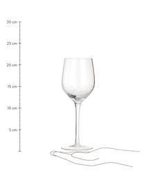 Copas de vino blanco de vidrio soplado artesanalmente con burbujas Bubble, 4 uds., Vidrio soplado artesanalmente, Transparente con burbujas de aire, Ø 8 x Al 21 cm, 250 ml