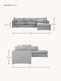 Großes Ecksofa Zach, Bezug: Polypropylen Der hochwert, Füße: Kunststoff, Webstoff Grau, B 300 x T 213 cm, Eckteil links