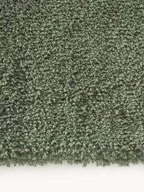 Alfombra corredor de pelo largo Leighton, Parte superior: microfibra (100% poliéste, Reverso: 70% poliéster, 30% algodó, Verde oscuro, An 80 x L 200 cm