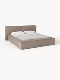 Cama tapizada Lennon, Tapizado: 100% poliéster Alta resis, Estructura: madera de pino maciza, ma, Patas: madera, plástico Este pro, Tejido taupe, An 208 x L 243 cm (colchón 140 x 200 cm)