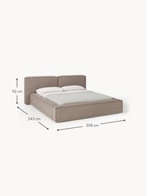 Letto imbottito Lennon, Rivestimento: 100% poliestere Il rivest, Struttura: legno di pino massiccio, , Piedini: legno, plastica Questo pr, Tessuto taupe, Larg. 208 x Lung. 243 cm (superfice 140 x 200 cm)