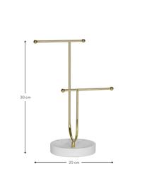 Schmuckhalter Jona in Marmor-Optik, Gestell: Metall, beschichtet, Sockel: Polyresin, Goldfarben, B 20 x H 30 cm