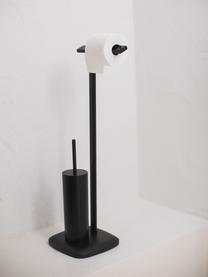 WC-papierhouder Deptford met toiletborstel, Gecoat metaal, Zwart, B 23 cm x H 73 cm