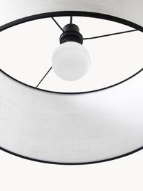 Lámpara de techo con pantalla de lino Claudette, Pantalla: lino estructurado, Anclaje: metal con pintura en polv, Cable: plástico, Crema, negro, Ø 50 x Al 25 cm