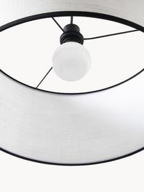 Hanglamp Claudette met linnen lampenkap, Lampenkap: linnen,gestructureerd, Wit, zwart, Ø 50 x H 25 cm