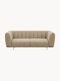 Sofa Shel (3-osobowa), Tapicerka: 100% aksamit poliestrowy , Nogi: metal powlekany, Beżowa tkanina, odcienie mosiądzu, S 210 x G 95 cm