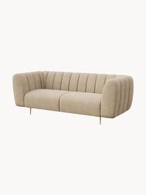 Sofa Shel (3-osobowa), Tapicerka: 100% aksamit poliestrowy , Nogi: metal powlekany, Beżowa tkanina, odcienie mosiądzu, S 210 x G 95 cm