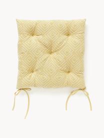 Baumwoll-Sitzkissen Sevil mit grafischer Verzierung, 2 Stück, Bezug: 100 % Baumwolle, Ocker, Hellgelb, B 40 x L 40 cm