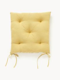 Cojín de asiento de algodón con decoración gráfica Sevil, 2 uds., Funda: 100% algodón, Ocre, amarillo claro, An 40 x L 40 cm